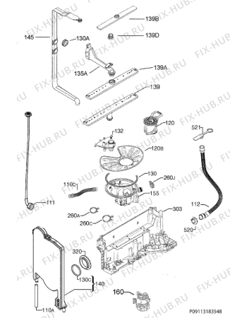 Взрыв-схема посудомоечной машины John Lewis JLDWS1229 - Схема узла Hydraulic System 272